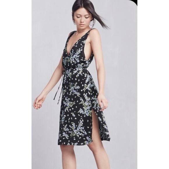 Reformation Butler Summer Midi Dress XS Black V-neck Sleeveless - Picture 5 of 7